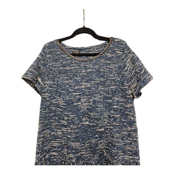 TALBOTS Tweed‎ Knit Fit and Flare Faux Leather Trim Dress - Size 16 Petite - Picture 3 of 10